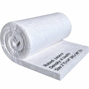 Ceramic Fiber Insulation Blanket - 2" x 24" x 36? - 2400F 8# Density - Fireproof Insulation Blanket for Forge, Furnace, Kiln, Stove, Fireplace, Pizza Oven Insulation, Dishwasher Insulation Blanket