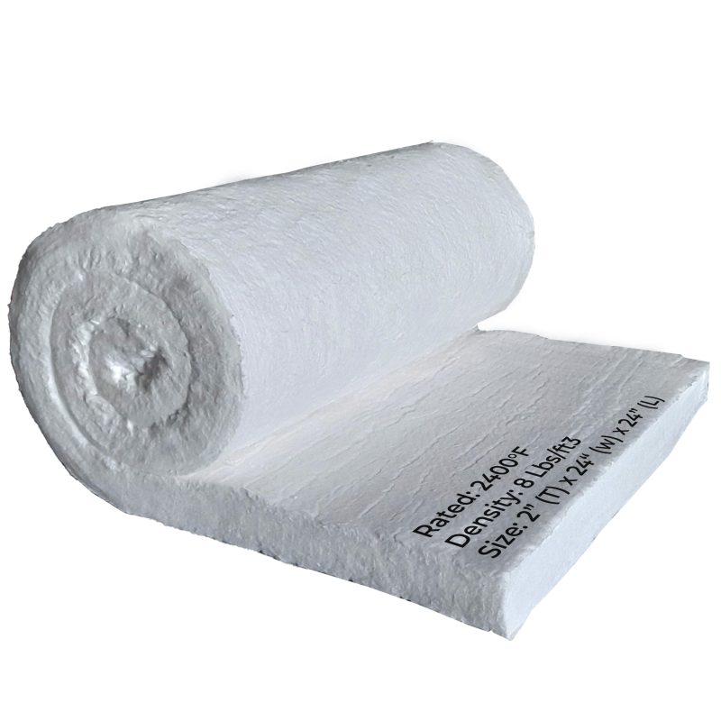 Ceramic Fiber Insulation Blanket - 2" x 24" x 24? - 2400F 8# Density - Fireproof Insulation Blanket for Fireplace, Propane Forge, Stove, Kiln, Furnace, Pizza Oven Insulation, Dishwasher Insulation