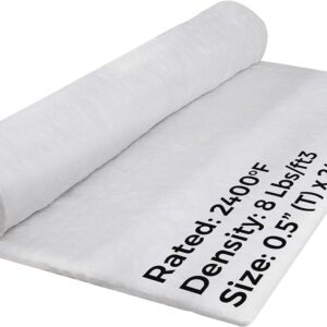 HYTECH Products Ceramic Fiber Blanket, 8# Density 2400F, 1/2 Inch X 24 Inch X 36 Inches, High Temperature Fireproof Insulation for Forge, Ceramic Kiln, Furnace, Dishwasher Insulation Blanket