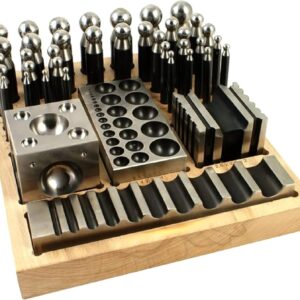 Simond Store 41 PC Doming Block and Punch Set, Designer Metal Forming Tool Kit with Wooden Base for Metal Forming, Jewelry Designing, Coin Making for GoldSmitthing, SilverSmitthing