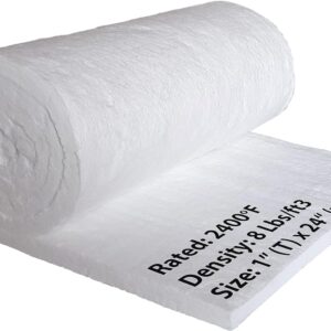 Ceramic Fiber Insulation Blanket, 1" x 24" x 32", 8# 2400F, Flame Retardant Insulation Blanket for Forges, Furnaces, Furnaces, Fireplace, Stoves, Fireplace, Pizza Oven Insulation, Dishwasher Insulation Blanket