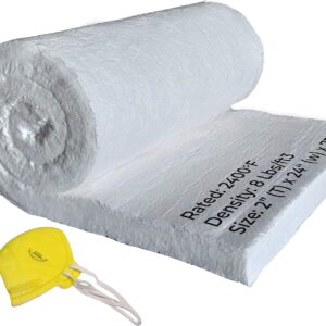 Simond Store Ceramic Fiber Blanket, 2" x 24" x 75", Density-8LB, 2400F, High Temperature Insulation Baffle for Stove Forge Furnace Fireplace Kiln Pizza Oven Insulation, Dishwasher Insulation Blanket