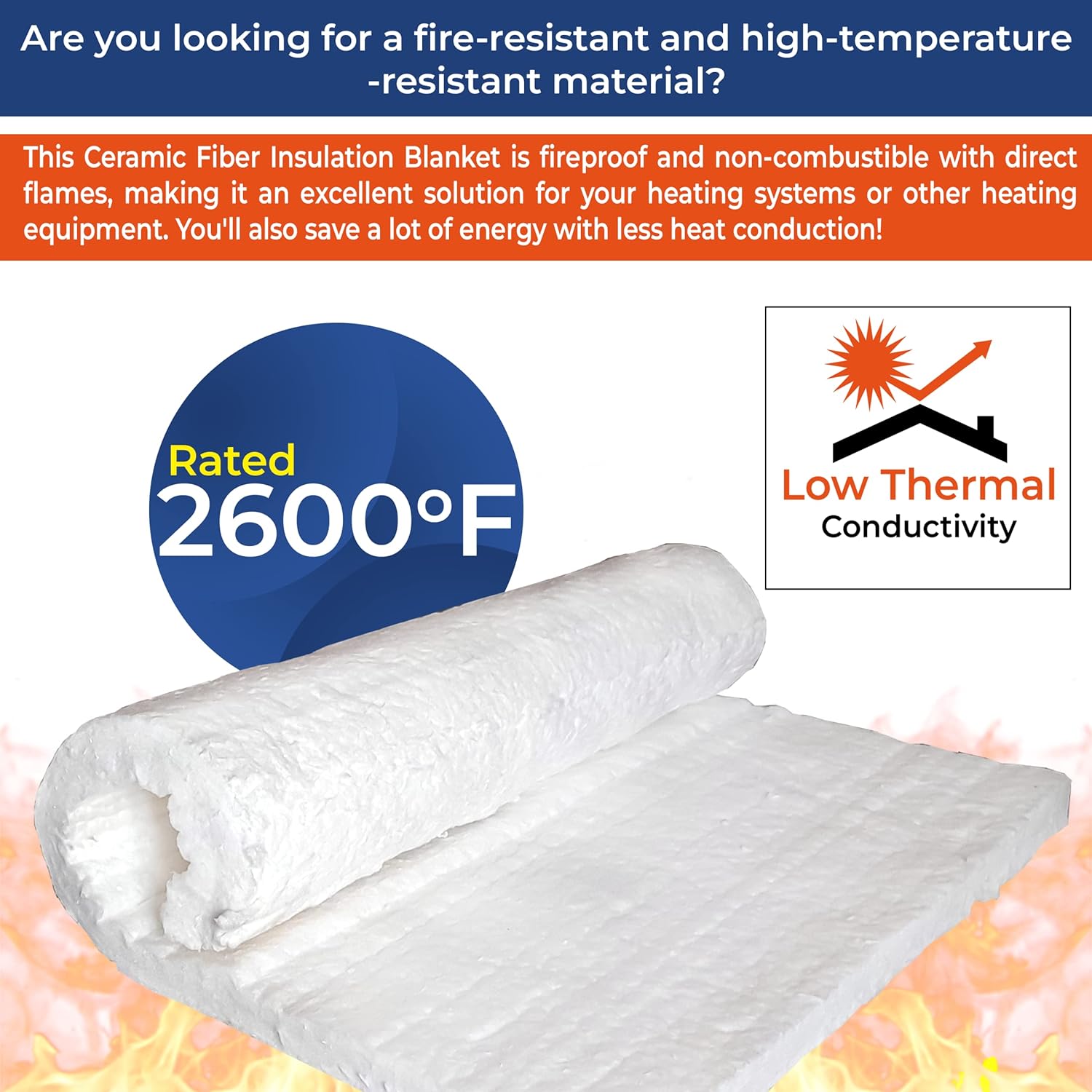 Aluminum Foil-Faced Ceramic Fiber Blanket – 2300°F, 8lb Density, 1"x24"x36" For Chimney Insulation