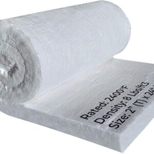 Ceramic Fiber Insulation Blanket - 2" x 24" x 36? - 2400F 8# Density - Fireproof Insulation Blanket for Forge, Furnace, Kiln, Stove, Fireplace, Pizza Oven Insulation, Dishwasher Insulation Blanket