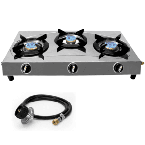 Febtech 3 burner propane stove -Stainless Steel rv cooktop camping stove - portable propane stove gas burners For Cooking Outdoor Grilling Kitchen-With Hose & Regulator gas burners for cooking indoor