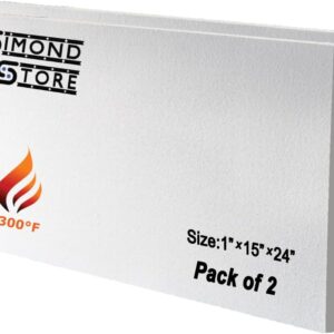Simond Store Ceramic Fiber Insulation Board - 2300F Rated - 1 Inch X 15 Inch X 24 Inch - Pack of 2 -Ceramic Thermal Insulation Board for Wood Stoves Fireplaces Furnaces Forges Kilns Pizza Ovens