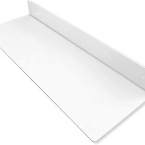 Simond Store Small Metal Shelf Industrial Forged Steel Floating Shelf Heavy Duty Metal Wall Mounted Modern Home & Kitchen D?cor (12" X 8" X 2.5", Powder Coated White)