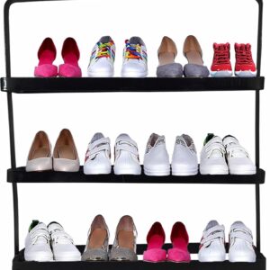 FEBTECH- 3 Tier Shoe Rack for Entryway - Shoe Rack for Home- 9 Pair Modern Shoes Organizer for Home, Office, Entryway