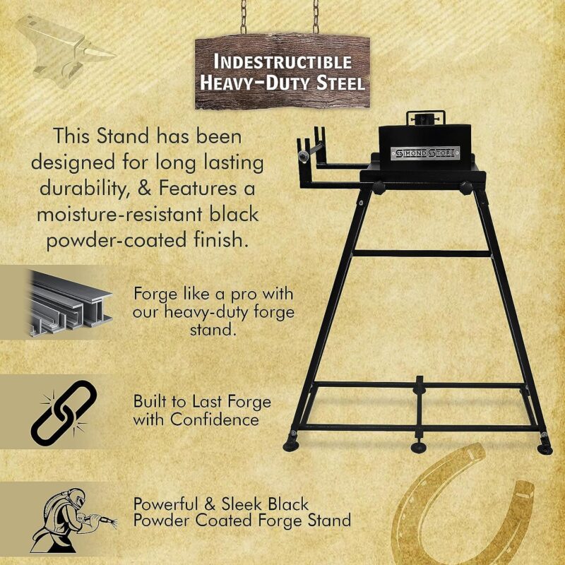 Simond Store blacksmith forge kit Stand – compatible with all single burner  blacksmithing starter kit – Steel propane forge – forge starter kit stand  12 inch home forge starter kit tool kit stand - Simond Store