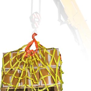 FERRETERRO Pallet Cargo Lifting Net Straps - Cargo Hanging Net for Heavyduty Cargo Lifting in Port, Docks, Logistics, Trucks, Ship & Machinery Lifting - 6' x 6'