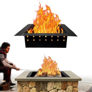 FEBTECH Square Fire Pit Insert - 32" Outside & 24" Inside Carbon Steel Smokeless Fire Pit Insert with Air Vents - DIY In-Ground or Above Ground Fire Pit Ring for Outdoor Garden, Patio and Backyard