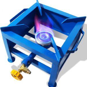 Single Burner Propane Gas Stove - Portable large propane burner with Hose & Adjustable 0-20 Psi Regulator, high btu propane burner Single Burner Stove for Outdoor cooking,Home Brewing,Turkey Fry