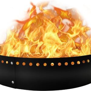 FEBTECH - Outdoor Smokeless Fire Ring Insert 45" X 10" - Portable & Premium Heat Resistant Coated Carbon Steel Fire Ring for in or Above-Ground. Camping Bonfires & Gatherings