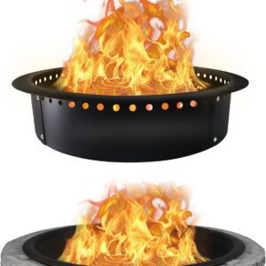 FEBTECH 46?Smokeless Fire Pit Insert - Heavy Duty Outdoor Fire Pit Ring with Heat Resistant Coating - Recommended DIY Portable fire Pit Ring for Outdoor Camping Bonfire & Family Gatherings