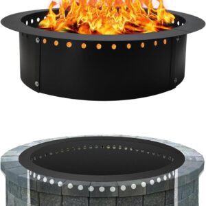 FEBTECH Smokeless Firepit Ring - 36" OD & 30" ID Carbon Steel Fire Ring for Outdoor Fire pits with Heat Resistant Coating - Portable DIY Fire Pit Insert for Outdoor Bonfires, Camping, and Gatherings
