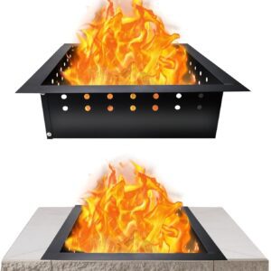 FEBTECH Smokeless Fire Ring Liner ?36 Inch Square Carbon Steel Outdoor Square Fire Pit Insert with Heat-Resistant Coating - Perfect for Backyard Bonfires, BBQs, and Outdoor Get-Togethers