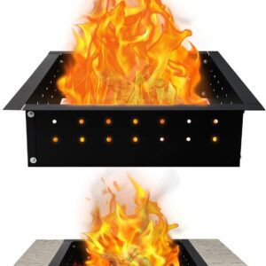 FEBTECH Smokeless Fire Pit Insert - 29" OD & 25" ID Carbon Steel Square Fire Pit Ring with Air Vents - DIY in or Above Ground Portable Fire Pit Ring for Outdoor Garden & Camping Bonfires