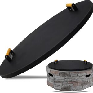 FEBTECH 31 inch Round Fire Pit Cover - 16 Gauge Carbon Steel Fire Pit Lid With Heat Resistant Coating - Perfect for Fire Pit Inside up to 29 Inches - Protect Firepit from Outdoor Eliments