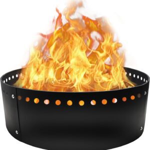 FEBTECH - 38" Smokeless Fire Ring - Carbon Steel Portable DIY Fire Pit Liner for Outdoor Fire Pits - Above or In-Ground Versatile Fire Ring Insert for Backyard Outdoor Camping Bonfires & Gatherings