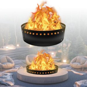 FEBTECH - Smokeless Fire Ring Insert - 36" X 10" - Premium Heat Resistant Coated Carbon Steel Portable Fire Ring Liner for Above or In-Ground Setups, Backyard, Camping Bonfires & Gatherings