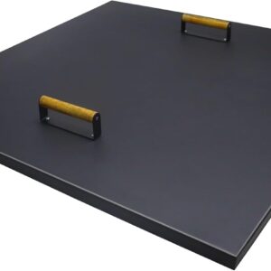Febtech -34" Square Fire Pit Snuffer Lid - Carbon Steel Fire Pit Pan Lid for 32" FirePit- Steel Fire Pit Cover with Wooden Handles Fire Pit Shield for Outdoor Fire Pit Burner Cover Camping Accessories