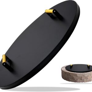 FEBTECH Firepit Snuffer Lid 28" - 16 Gauge Carbon Steel Solid Shield With Heat Resistant Coating - Perfect for Fire Pit Inside up to 26" - Essential Fire Pit Accessories for Outdoor Camping