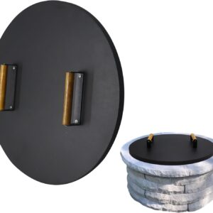 FEBTECH Outdoor Firepit Cover Round 22" - Carbon Steel Solid Fire Pit Lid With Heat Resistant Coating - Perfect for Fire Pit Inside up to 20 Inch - Essential Fire Pit Accessories for Outdoor Camping