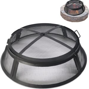 Febtech 40" Round Fire Pit Spark Screen ?Heavy-Duty with Lifting Hook