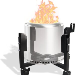 FEBTECH -17.5 inch Portable Firepit Trolley Stand for 15.5 Inch Firepit - Fire Pit Stand with Support Arm, Caster Wheels for Effortless Firepit Mobility - Smokeless Firepit Accessories