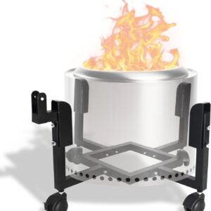FEBTECH -22 inch Portable Firepit Trolley Stand for 19.5 Inch Firepit - Fire Pit Stand with Support Arm, Caster Wheels for Effortless Firepit Mobility - Smokeless Firepit Accessories