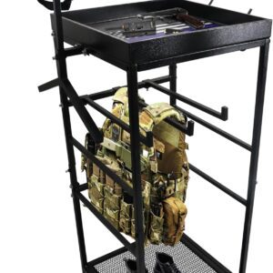 FEBTECH Police Gear Stand - Law Enforcement Gear Stand with Helmet Hanger Police Gear Rack & Military Gear Stand - Tactical Gear Rack w/3 Hooks for Police Uniform Holder Body Armor Stand