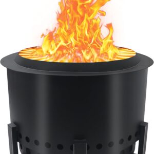 21.6" Smokeless Fire Pit,Heavy-Duty Outdoor FirePit Smokeless - Wood Burning Fire Pits w/Innovative Airflow,Smokeless Fire Pits for Outside Camping, Bonfire Fire Pit, Low Smoke for Outside.