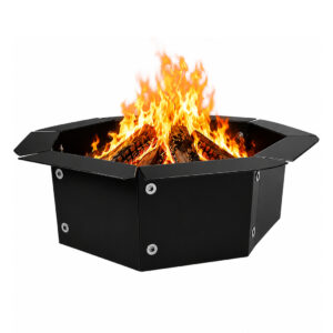 Simond Store - Outdoor Octagon Fire Pit Ring Insert - 38 OD x 30 ID | Heavy Duty 2.0mm Steel DIY Fire Pit Rim Liner for Camping, Bonfire, Campfire, Above or In-Ground Backyard Fire Pit Setup