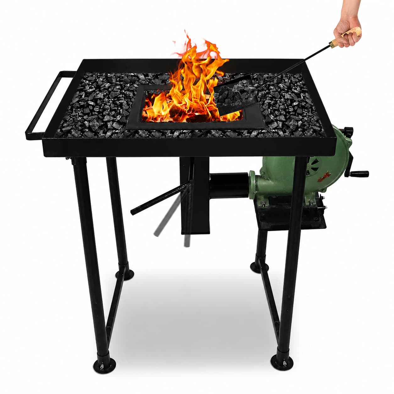 Coal Forge Stand: fire Pot & Hand Blower Blacksmith Forge kit- | perfect for coal forge fire pots & hand blowers blacksmithing starter kit with Steel coal forge kit Stand - forge starter kit